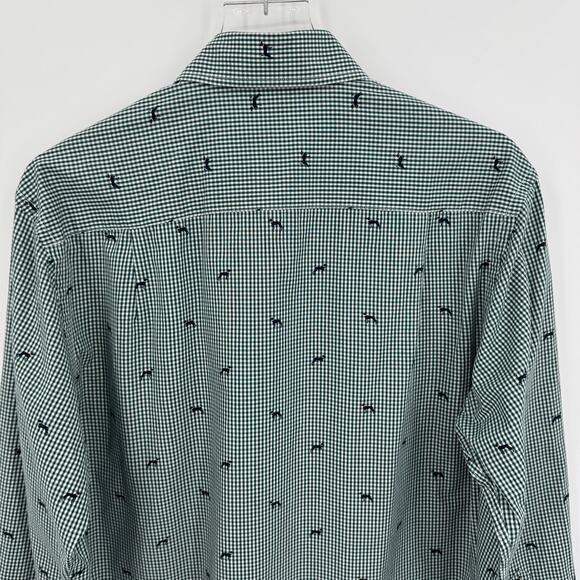 Southern Pines shirt men’s M button up green white gingham check dog print lab - Picture 5 of 10